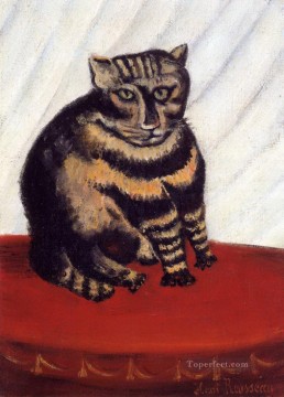 150の主題の芸術作品 Painting - アンリ・ルソーのぶち猫